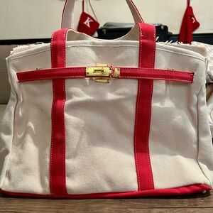 Stylish Red and White Tote Bag